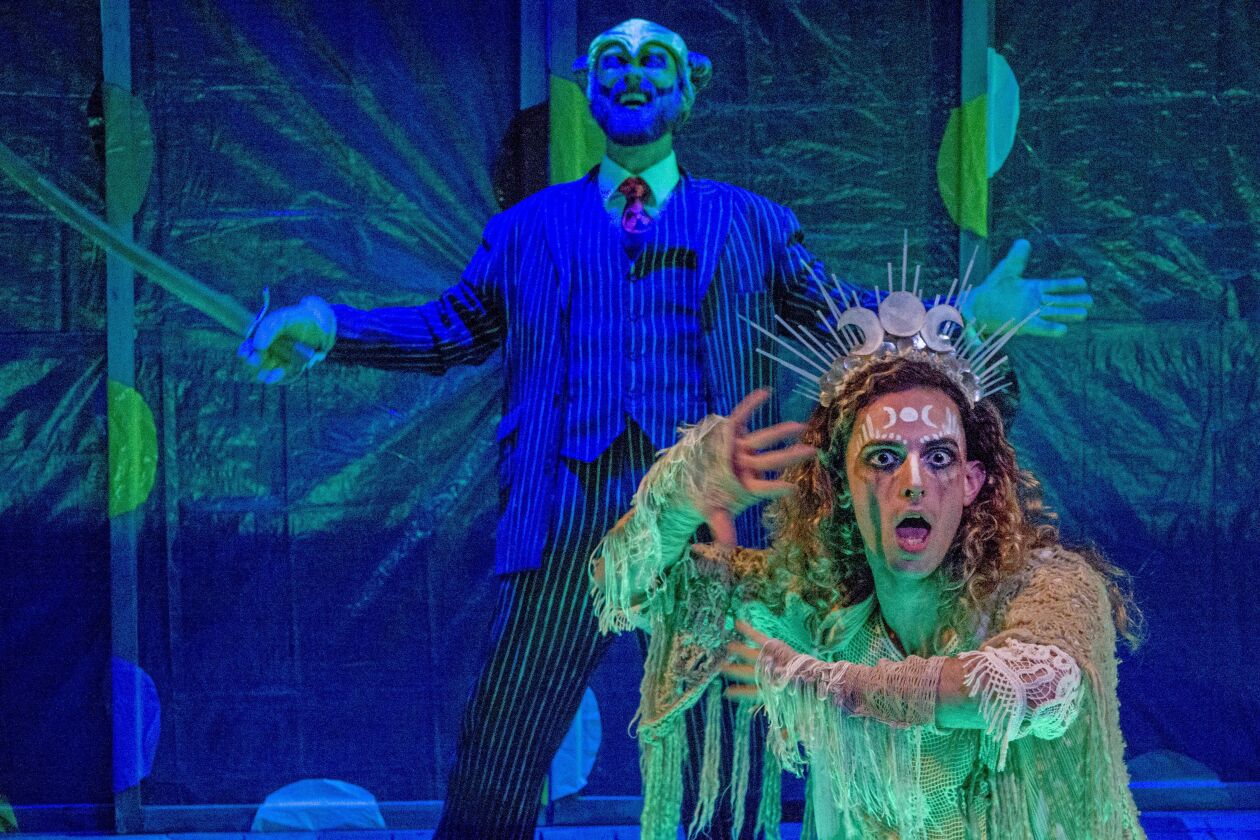 Will Wilhelm (front) and Andrew Jessop star in Theater Wit’s “Mr. Burns, a post-electric play.”